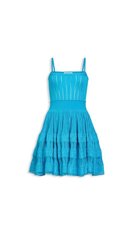 ALA&Iuml;A SHINY CRINOLINE DRESS TURQUOISE