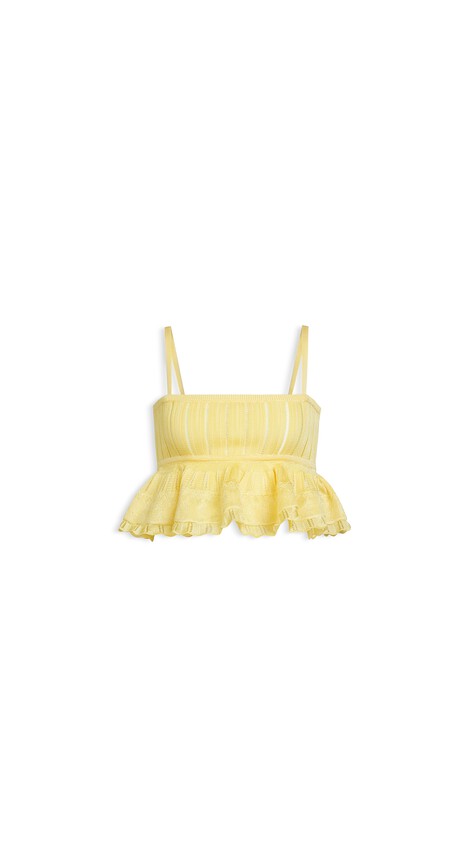 ALA&Iuml;A SHINY CRINOLINE TOP PALE YELLOW