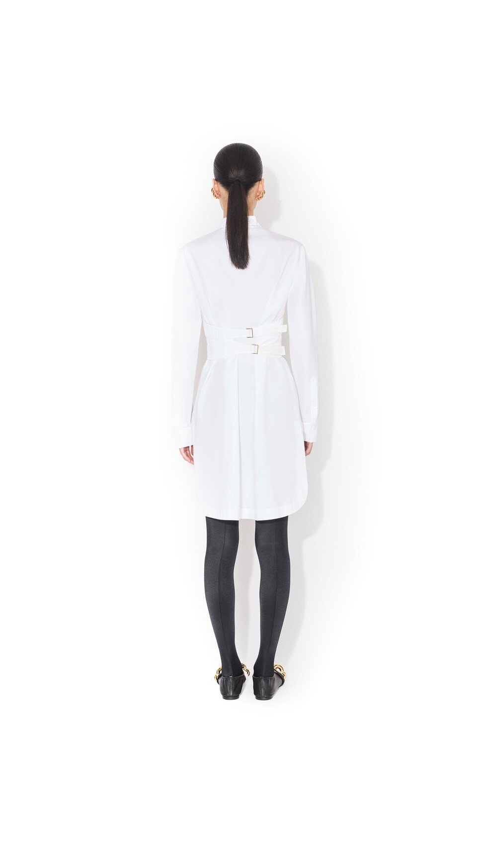 ALA&Iuml;A WRAP COTTON POPLIN DRESS WHITE - View 3