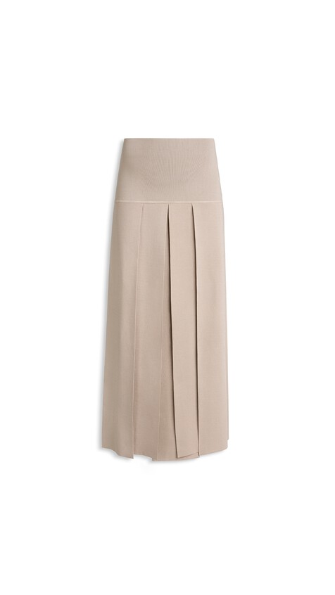 ALA&Iuml;A PLEATED MIDI SKIRT BEIGE