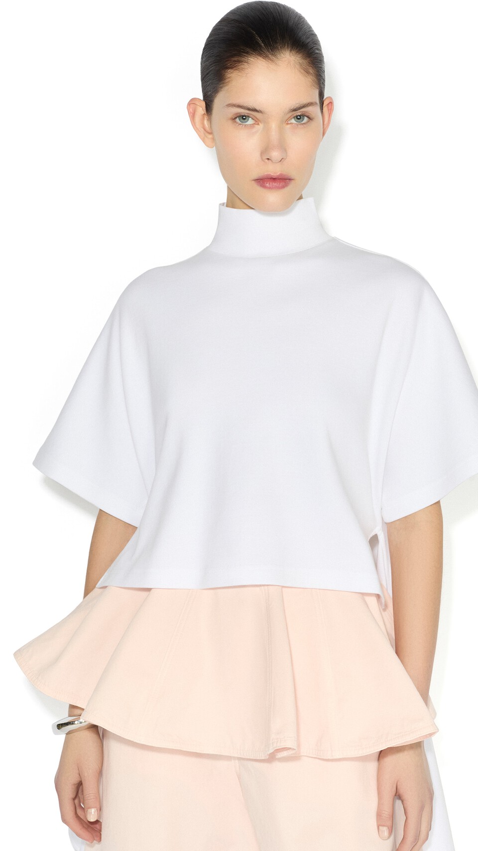 ALA&Iuml;A ASYMMETRIC COTTON JERSEY T-SHIRT WHITE - View 4