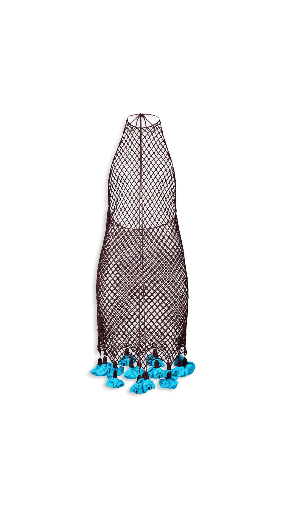 ALA&Iuml;A FLORAL CROCHET DRESS BURGUNDY/BLUE - View 5