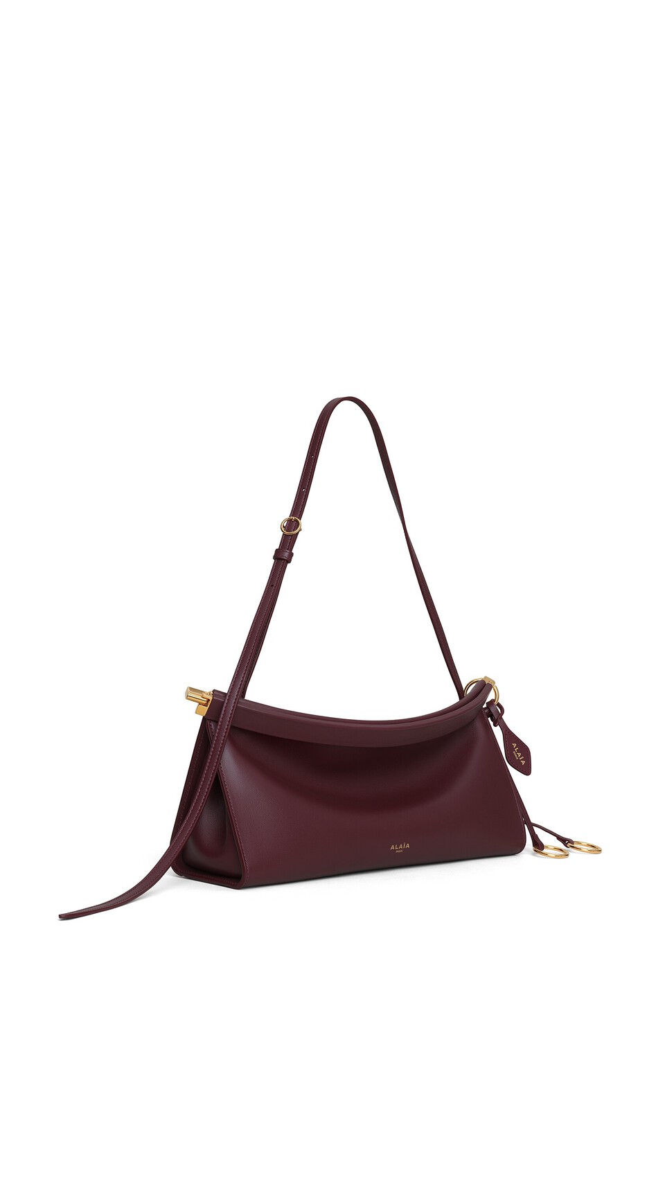 ALA&Iuml;A LE CLICK EAST WEST MEDIUM BAG IN CALFSKIN GARNET RED - View 2