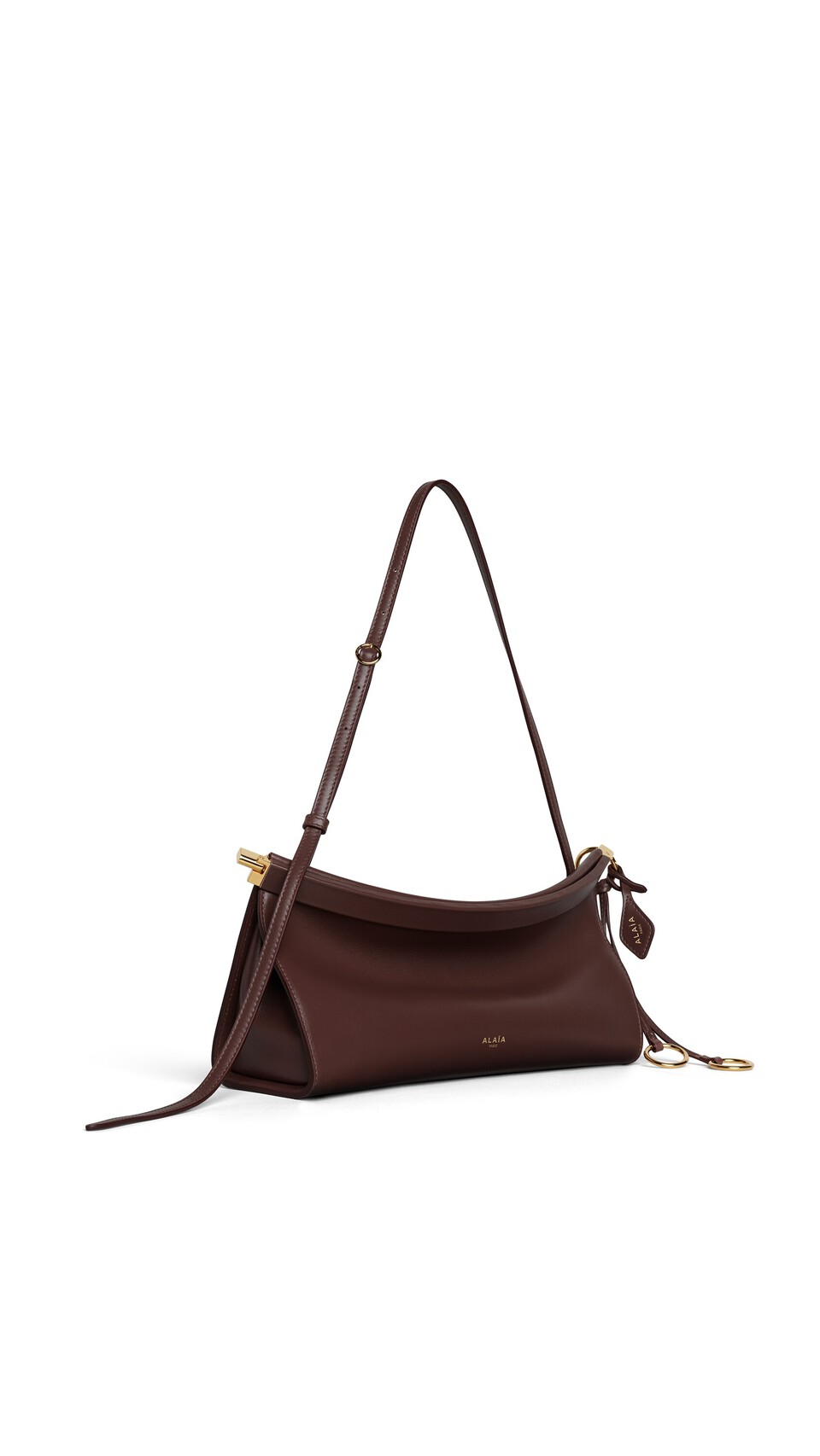 ALA&Iuml;A LE CLICK EAST WEST MEDIUM BAG IN CALFSKIN BROWN - View 2