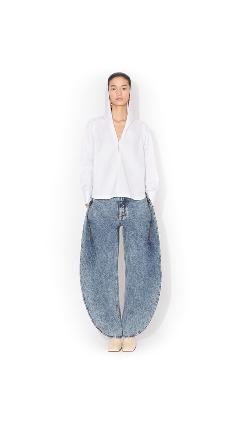 ALA&Iuml;A HOODED POPLIN SHIRT WHITE/BLUE - View 2