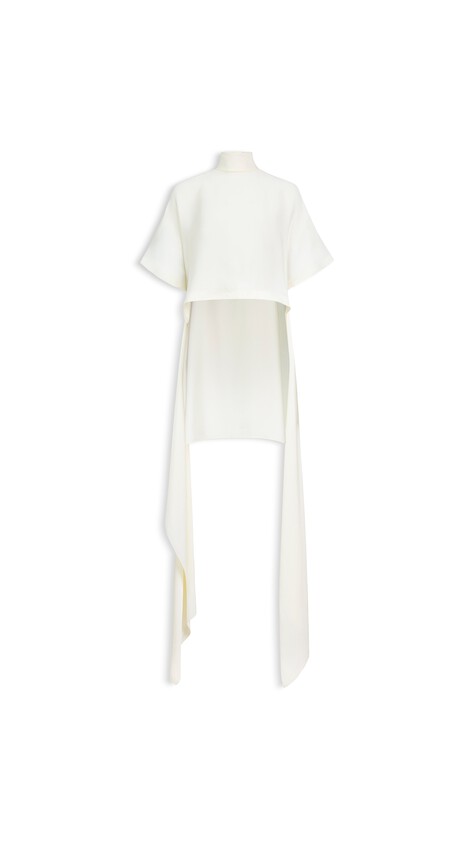 ALA&Iuml;A ASYMMETRIC CADY TOP CREAMY WHITE