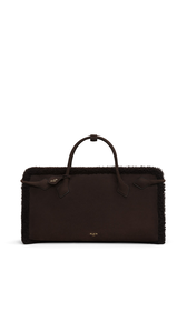 CHESTNUT - ALA&Iuml;A LE TECKEL TOTE BAG IN MERINO SHEARLING