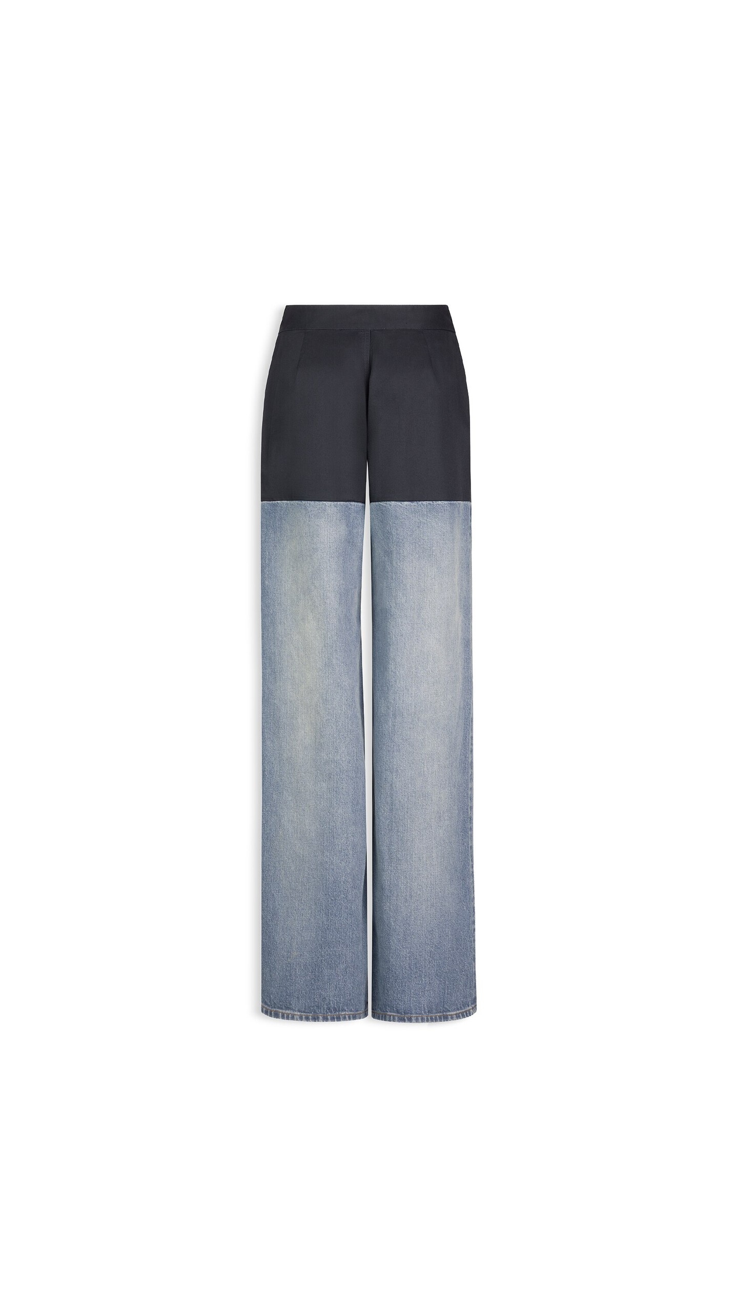 ALA&Iuml;A BI-MATERIAL DENIM PANTS FADED BLUE - View 2