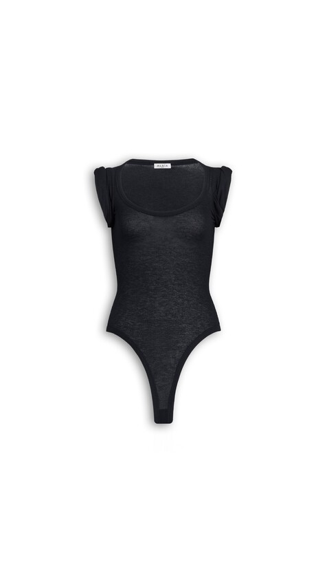 ALA&Iuml;A CASHMERE-BLEND JERSEY BODYSUIT BLACK