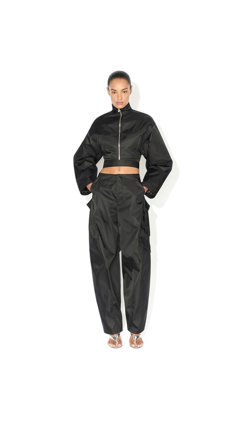 ALA&Iuml;A TAFFETA CARGO PANTS BLACK - View 2