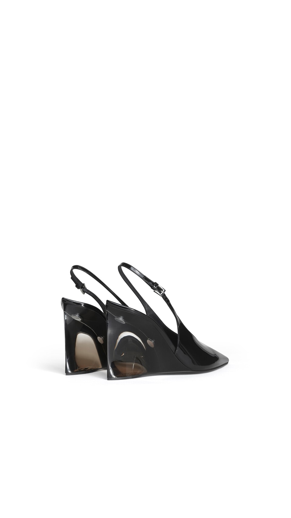 ALA&Iuml;A INVISIBLE WEDGE SLINGBACKS IN PATENT CALFSKIN BLACK - View 3