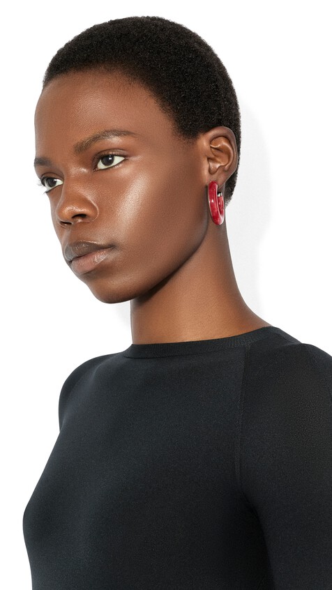 ALA&Iuml;A ORECCHINI A CERCHIO RAY ROSSO/ARGENTO - View 2