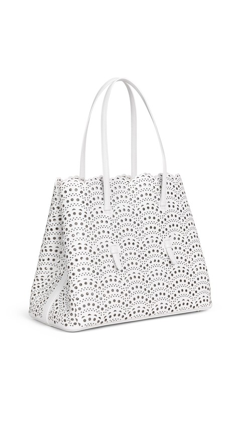 ALA&Iuml;A MINA 37 BAG IN PERFORATED VIENNE CALFSKIN OFF-WHITE - View 2