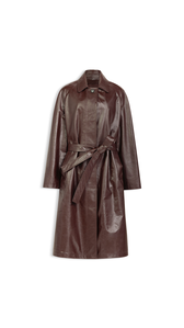 CHOCOLATE - ALA&Iuml;A CALFSKIN TRENCH COAT SET