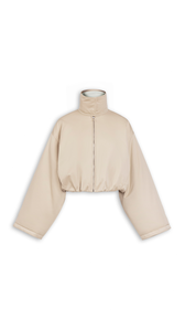 BEIGE - ALA&Iuml;A LAYERED COTTON BOMBER JACKET