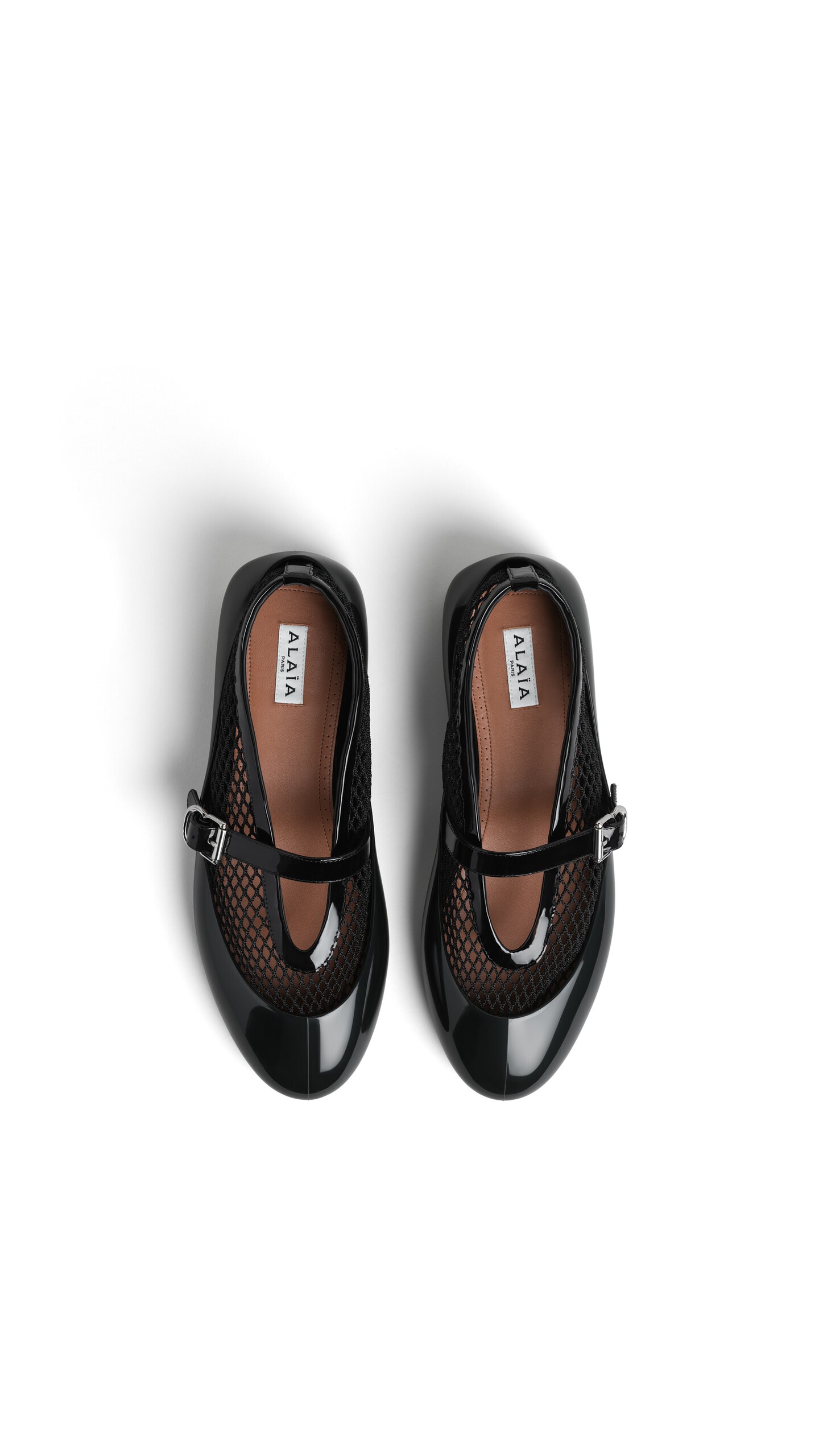 ALA&Iuml;A BALLET FLATS IN FISHNET & RUBBER OVERSHOES BLACK - View 4