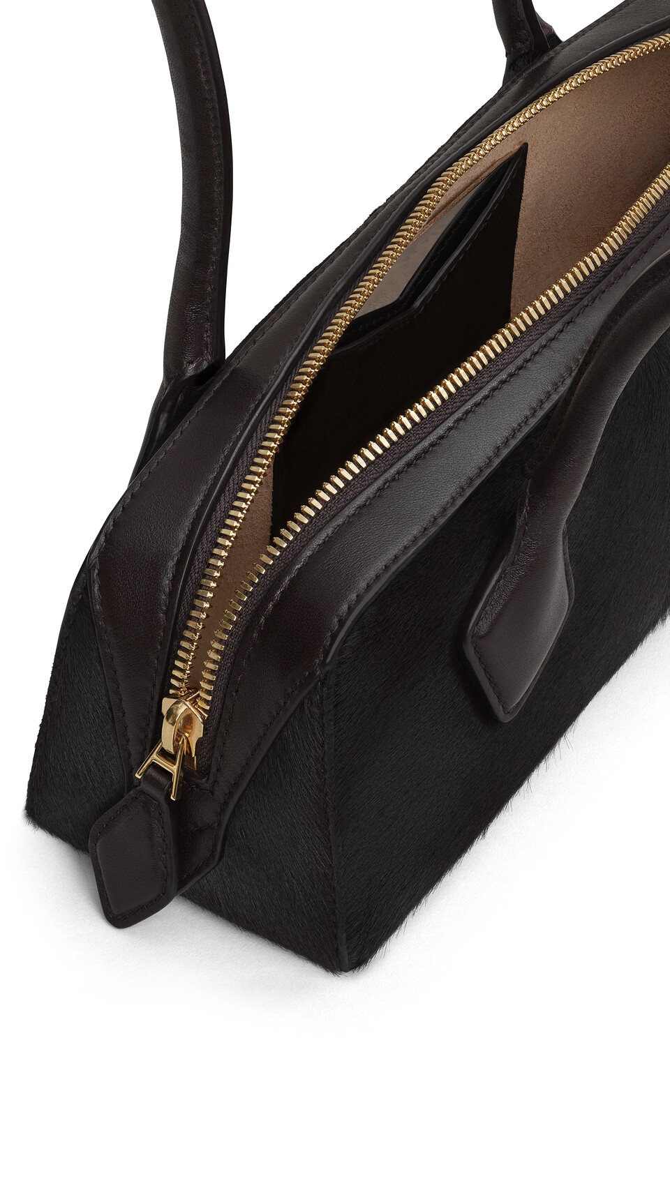 ALA&Iuml;A LE TECKEL SMALL BAG IN HAIRCALF CHOCOLATE - View 3