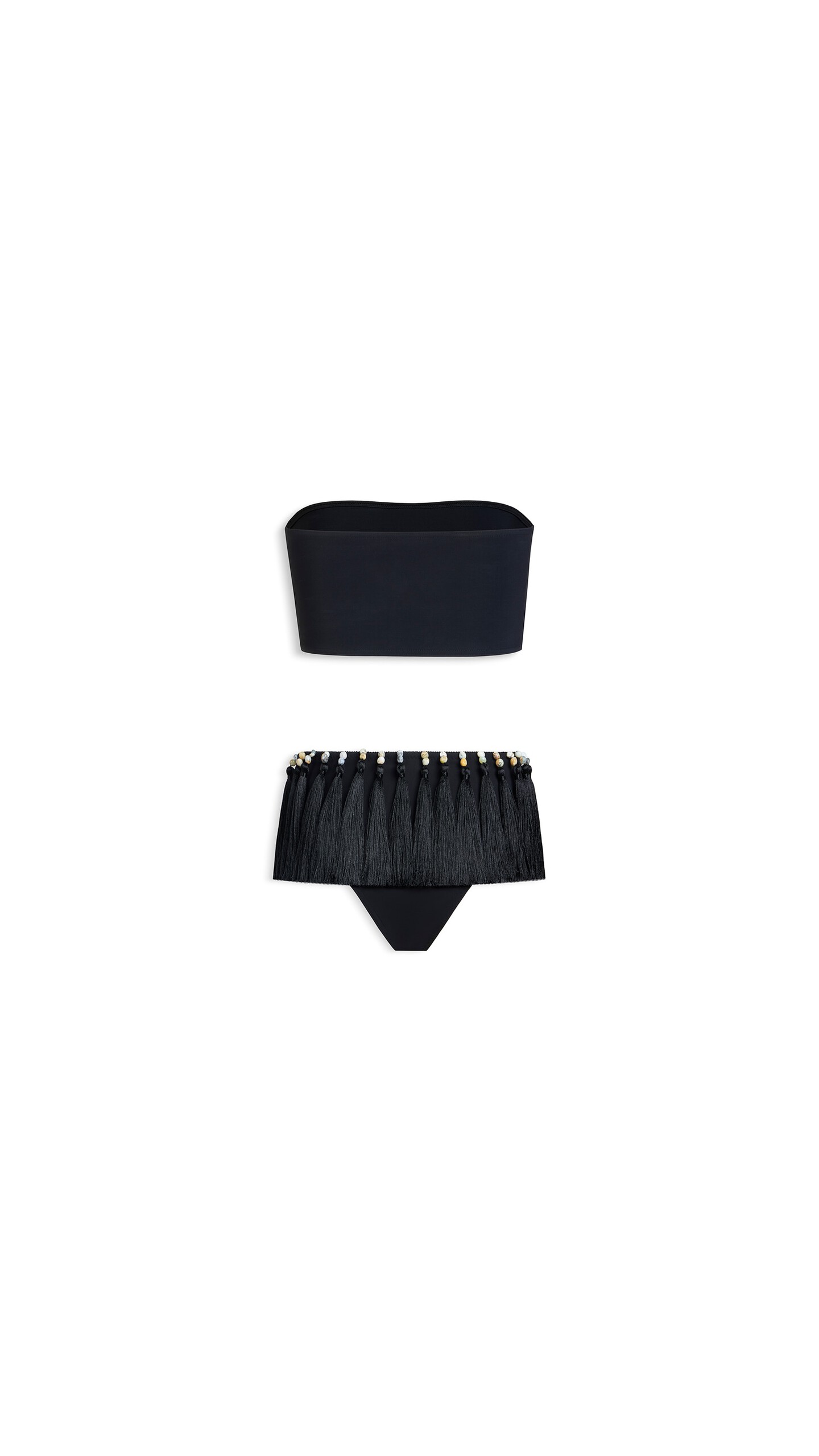 ALA&Iuml;A TASSEL BANDEAU BIKINI SET BLACK - View 2