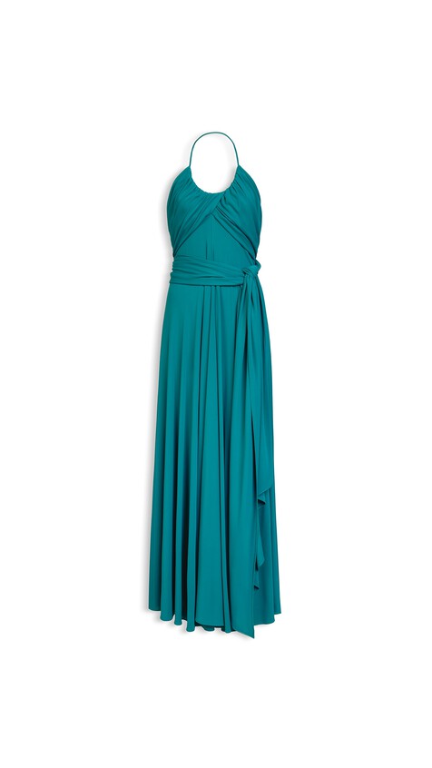 ALA&Iuml;A CROSSED JERSEY DRESS DUCK BLUE