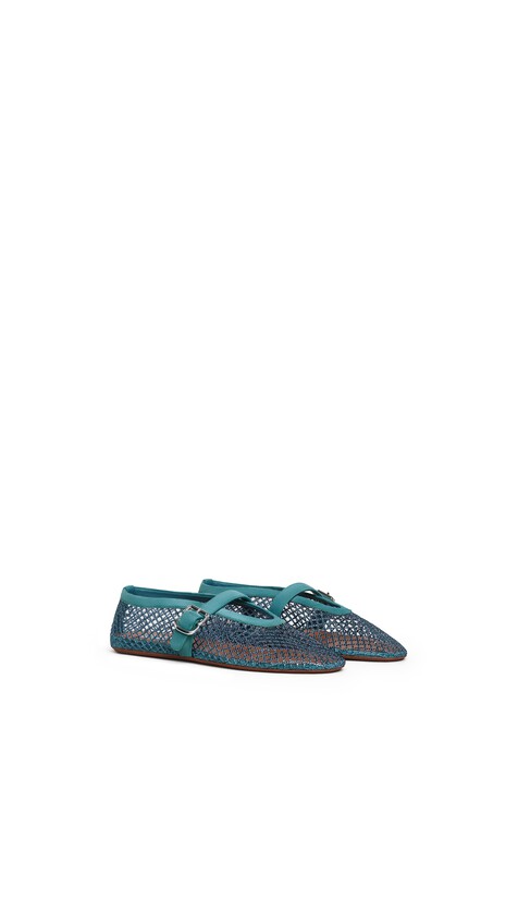 ALA&Iuml;A BALLET FLATS IN STRASS FISHNET GREEN GREY - View 2
