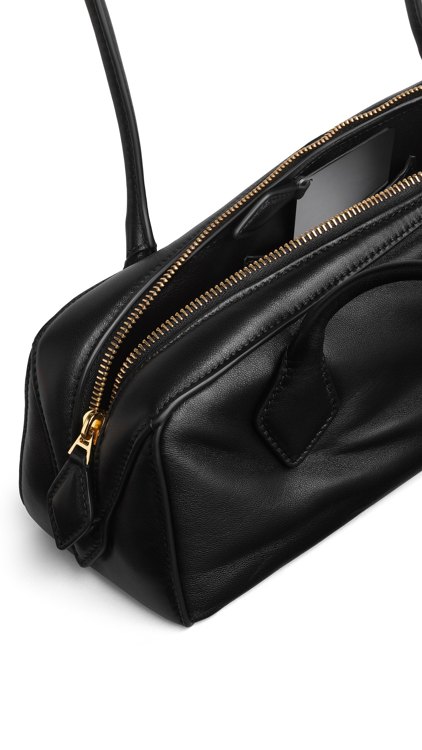 ALA&Iuml;A LE TECKEL MEDIUM BAG IN PADDED LEATHER BLACK - View 3