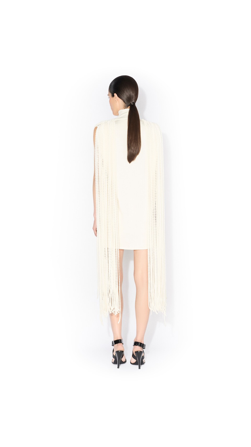 ALA&Iuml;A BEADED FRINGE MINI DRESS NATURAL WHITE - View 3