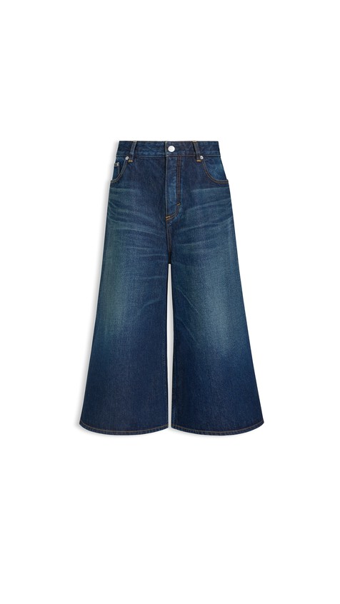 ALA&Iuml;A PALAZZO DENIM SHORTS DOCK BLUE