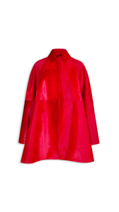 RED - ALA&Iuml;A PONY CALFSKIN A-LINE COAT
