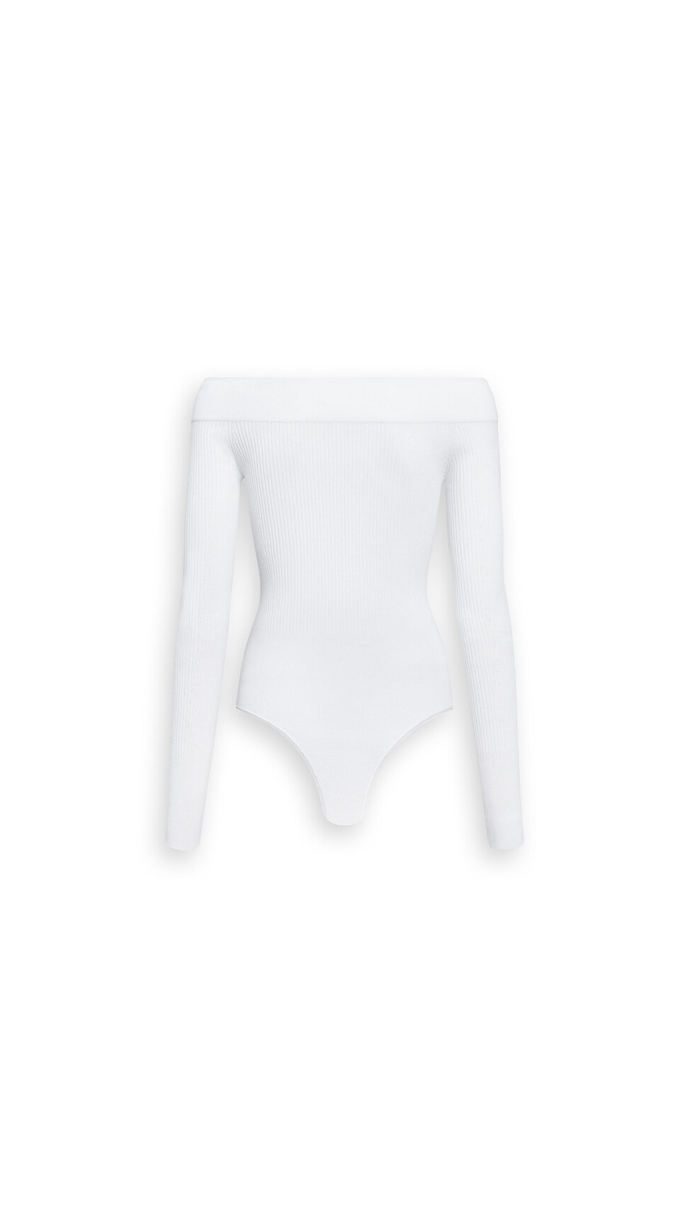 ALA&Iuml;A SCULPTING RIB KNIT OFF-SHOULDER BODYSUIT WHITE - View 2
