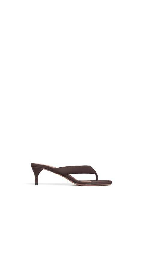 ALA&Iuml;A HEEL THONG MULES IN SUEDE DARK BROWN
