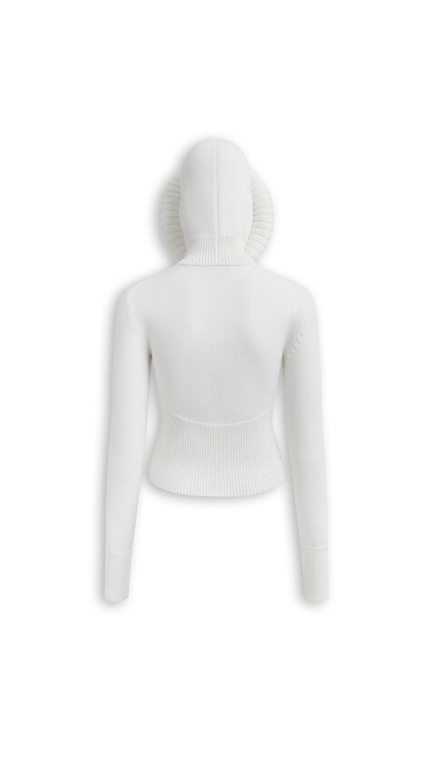 SCULPTURAL HOOD RIBBED KNIT JUMPER