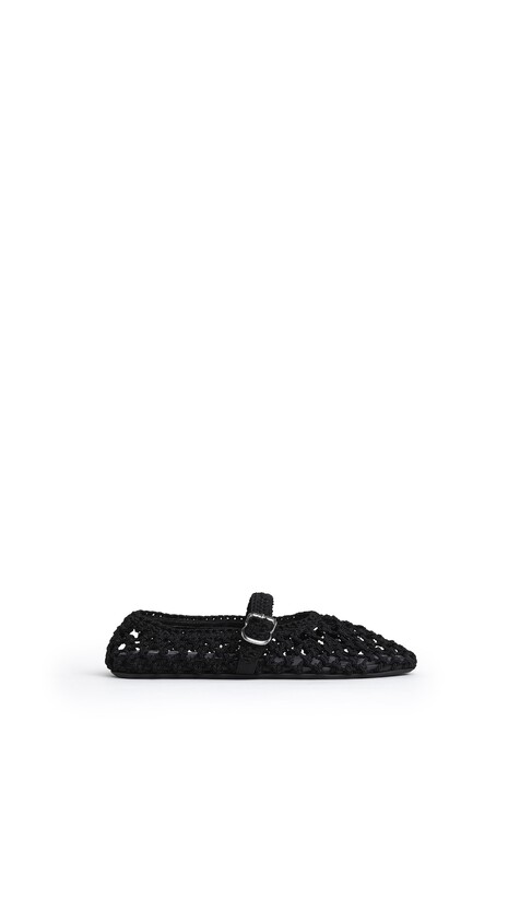 ALA&Iuml;A BALLET FLATS IN SATIN CORD BLACK