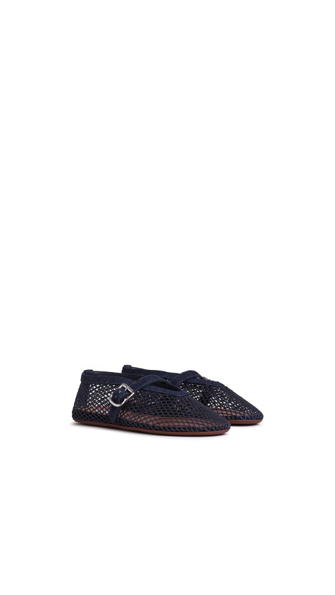 ALA&Iuml;A BALLET FLATS IN DENIM FISHNET Blue Denim - View 2