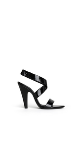 BLACK - ALA&Iuml;A CONE SANDALS IN PATENT CALFSKIN