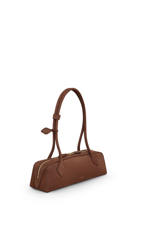 ALA&Iuml;A LE TECKEL MEDIUM BAG IN NUBUCK BROWN - View 2