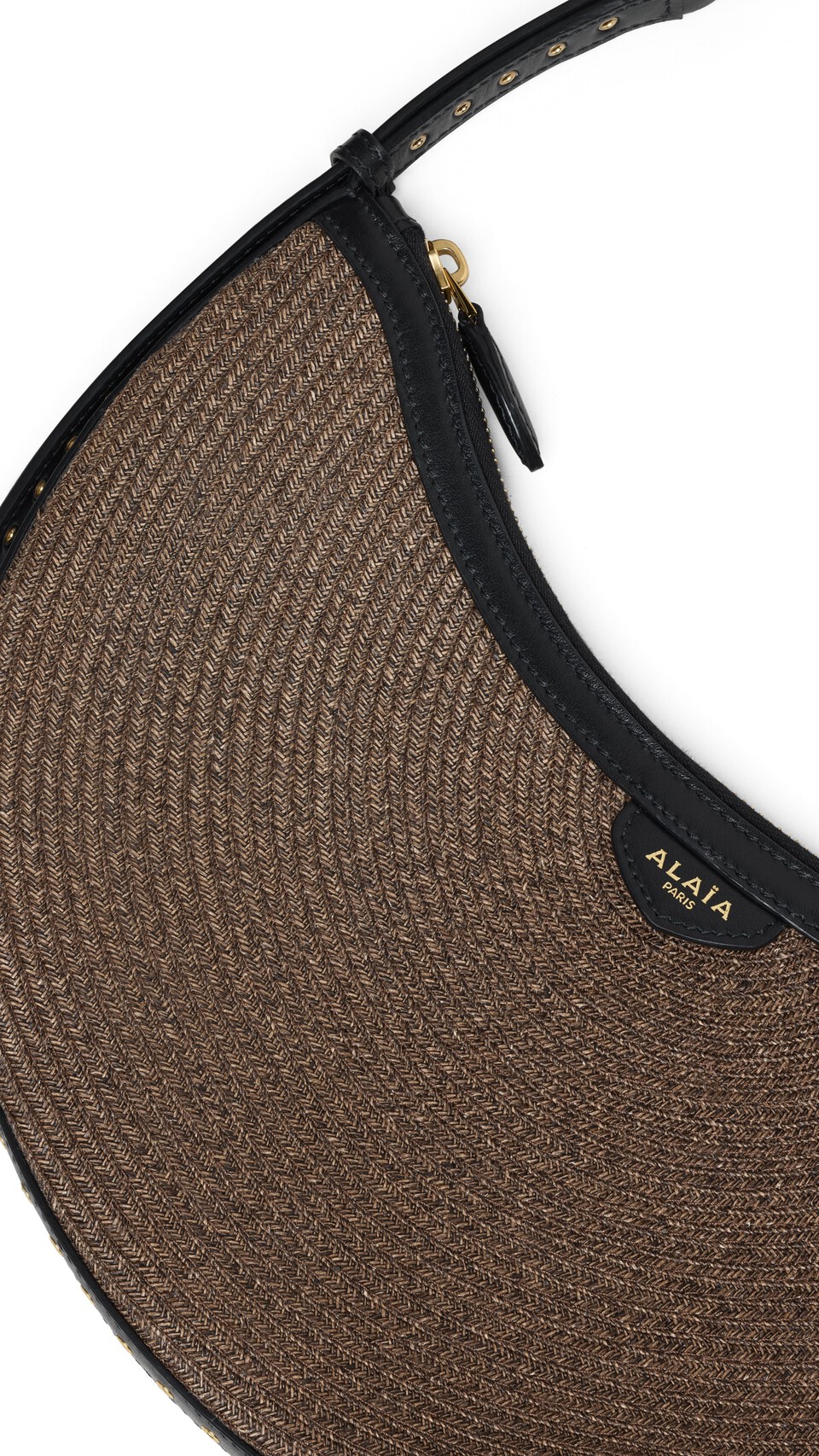 ALA&Iuml;A ONE PIECE DEMI LUNE BAG IN PAPER STRAW BROWN - View 2