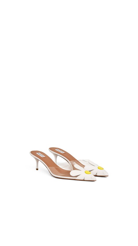 ALA&Iuml;A BLOOM MULES IN CALFSKIN WHITE - View 2