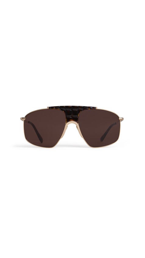 ALA&Iuml;A SQUARE AVIATOR SUNGLASSES GOLD/BROWN