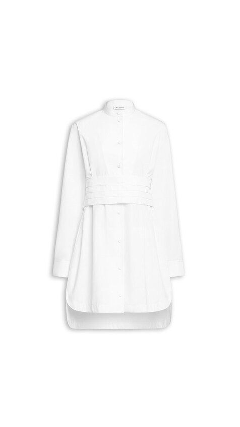 ALA&Iuml;A WRAP COTTON POPLIN DRESS WHITE