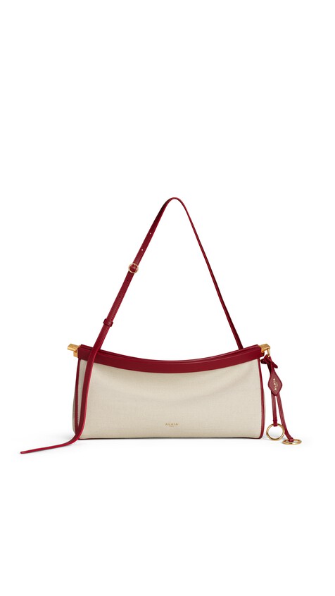 ALA&Iuml;A LE CLICK EAST WEST MEDIUM BAG IN CANVAS NATURAL