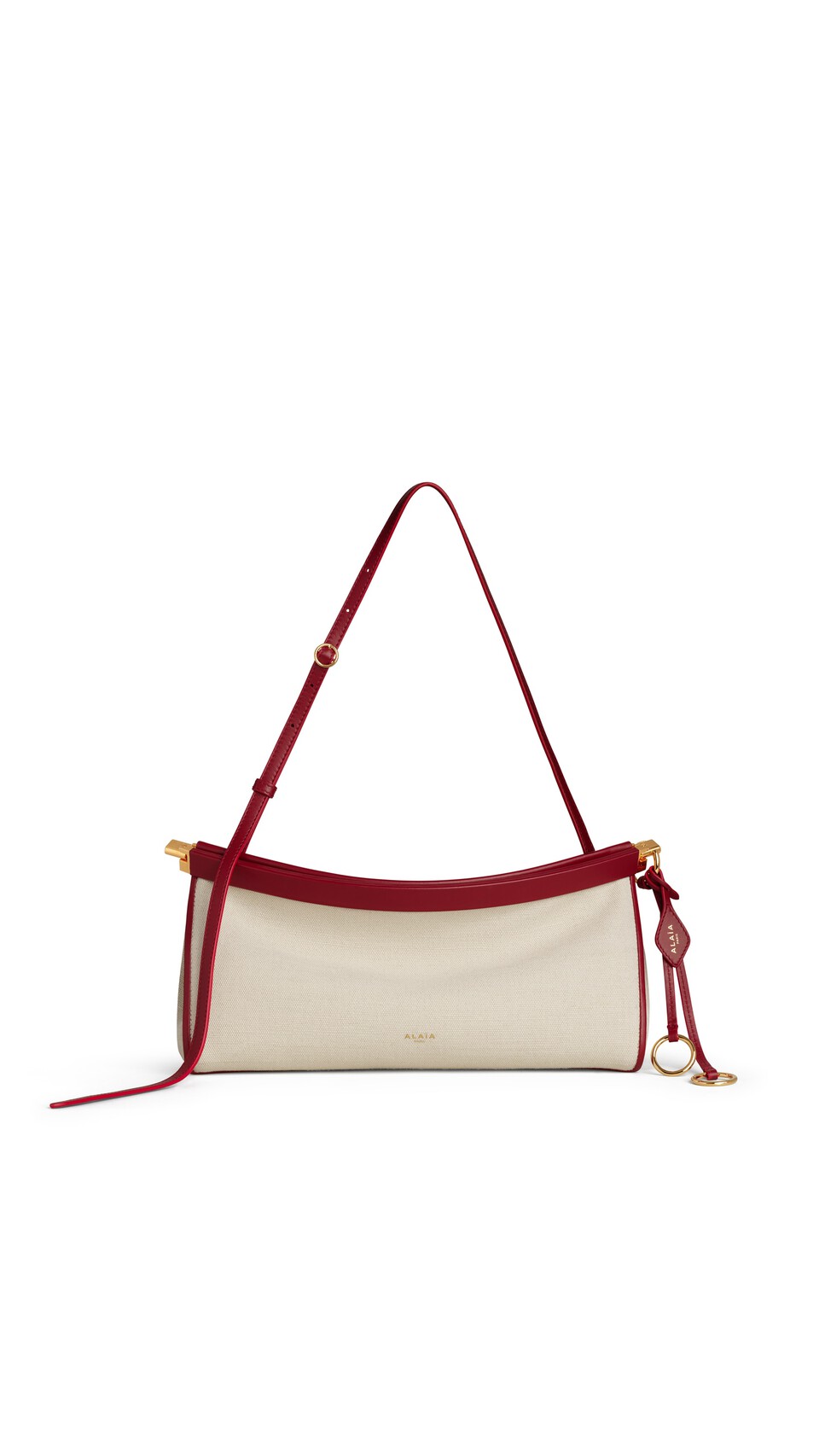 ALA&Iuml;A LE CLICK EAST WEST MEDIUM BAG IN CANVAS NATURAL