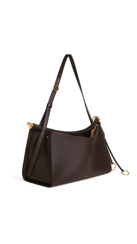 ALA&Iuml;A LE CLICK POCKET 35 BAG IN CALFSKIN DARK BROWN - View 2