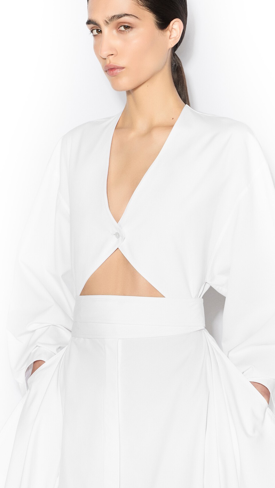 ALA&Iuml;A POPLIN TRENCH DRESS WHITE - View 4