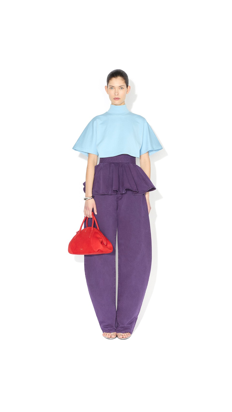 ALA&Iuml;A ROUND DENIM PANTS VIOLET - View 2