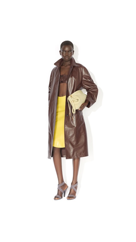 ALA&Iuml;A CALFSKIN TRENCH COAT SET CHOCOLATE - View 2