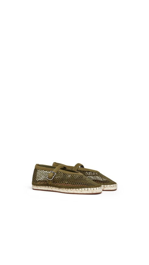 ALA&Iuml;A ESPADRILLES IN FISHNET AND SUEDE KAKI - View 2