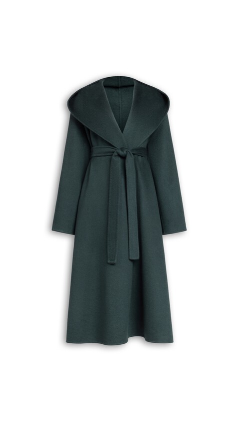 ALA&Iuml;A HOOD CASHMERE WRAP COAT DARK GREEN
