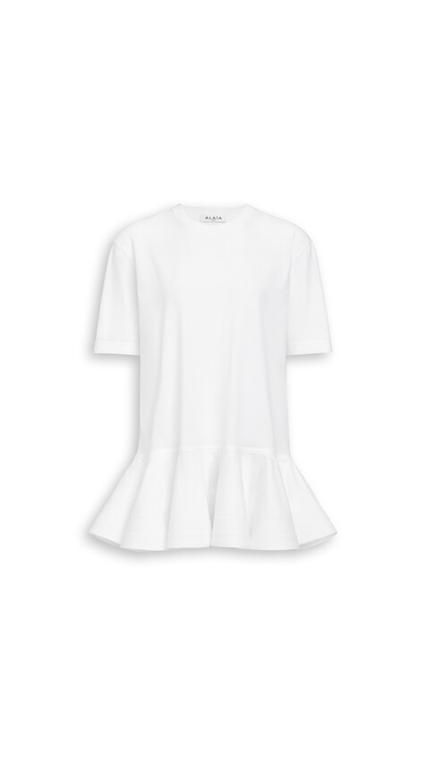 ALA&Iuml;A PEPLUM T-SHIRT WHITE