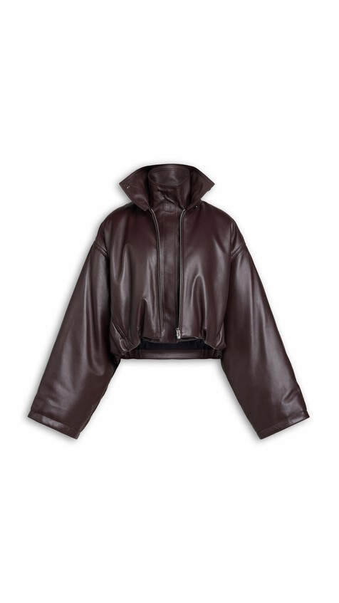 LAYERED LEATHER BOMBER JACKET