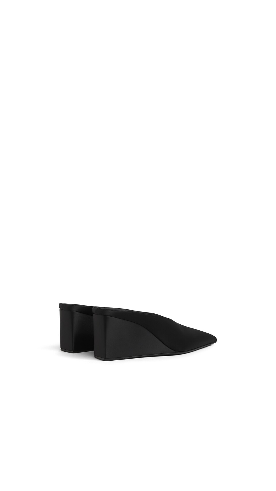 ALA&Iuml;A CUBE WEDGE MULES IN SATIN BLACK - View 3